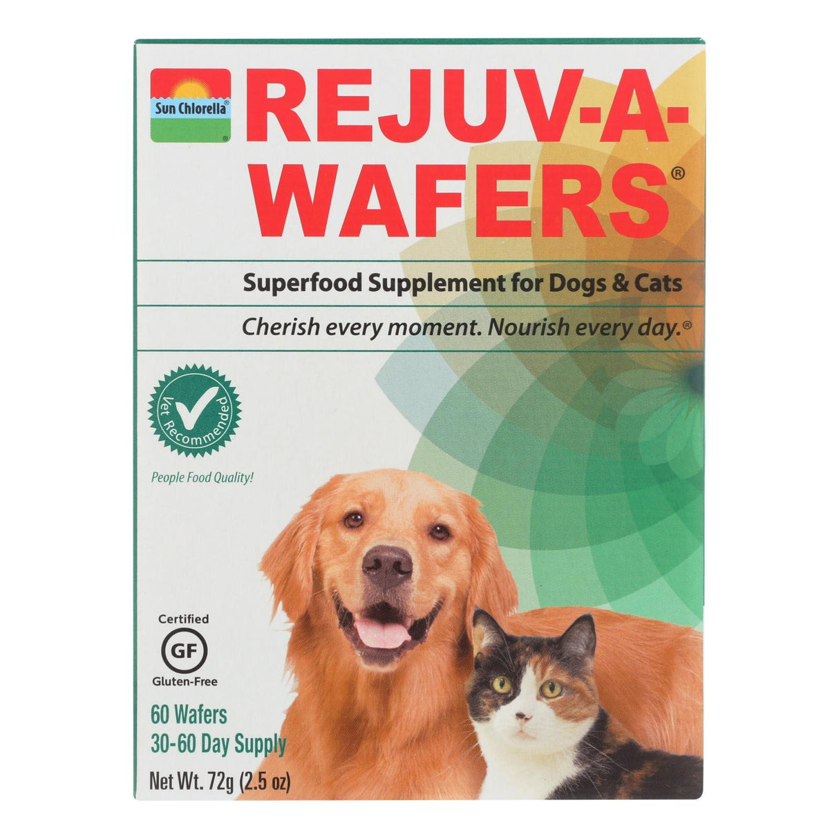 Sun Chlorella Rejuv-a-Wafers: Superfood Supplement for Dogs and Cats, 60 Count Wafers - Cozy Farm