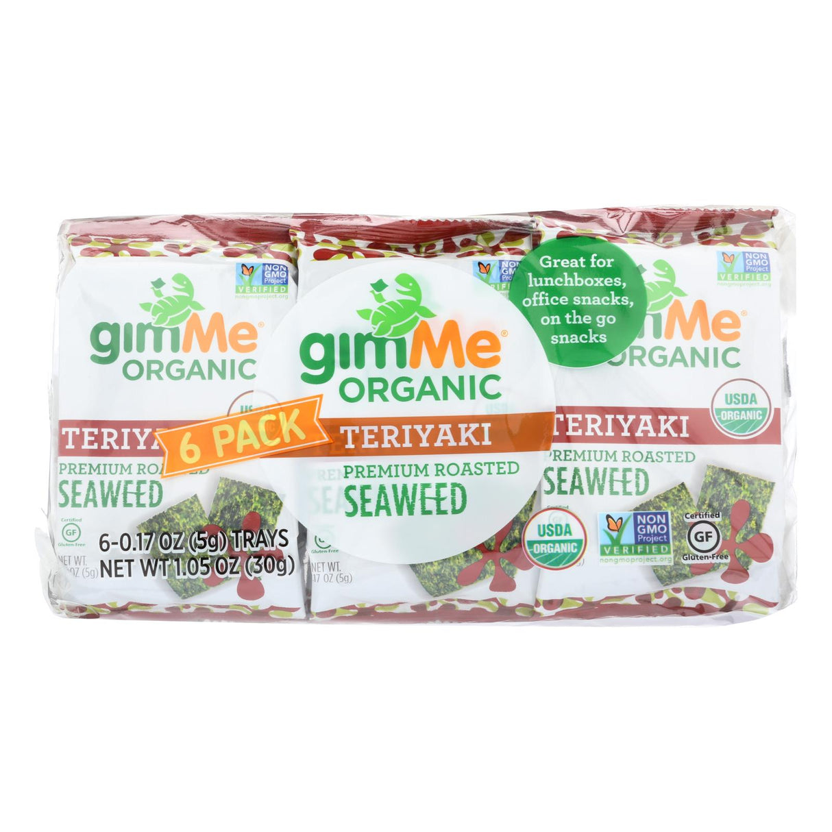 Gimme Organic Seaweed Snack - Teriyaki (Pack of 8, 6/.17 Oz.) - Cozy Farm