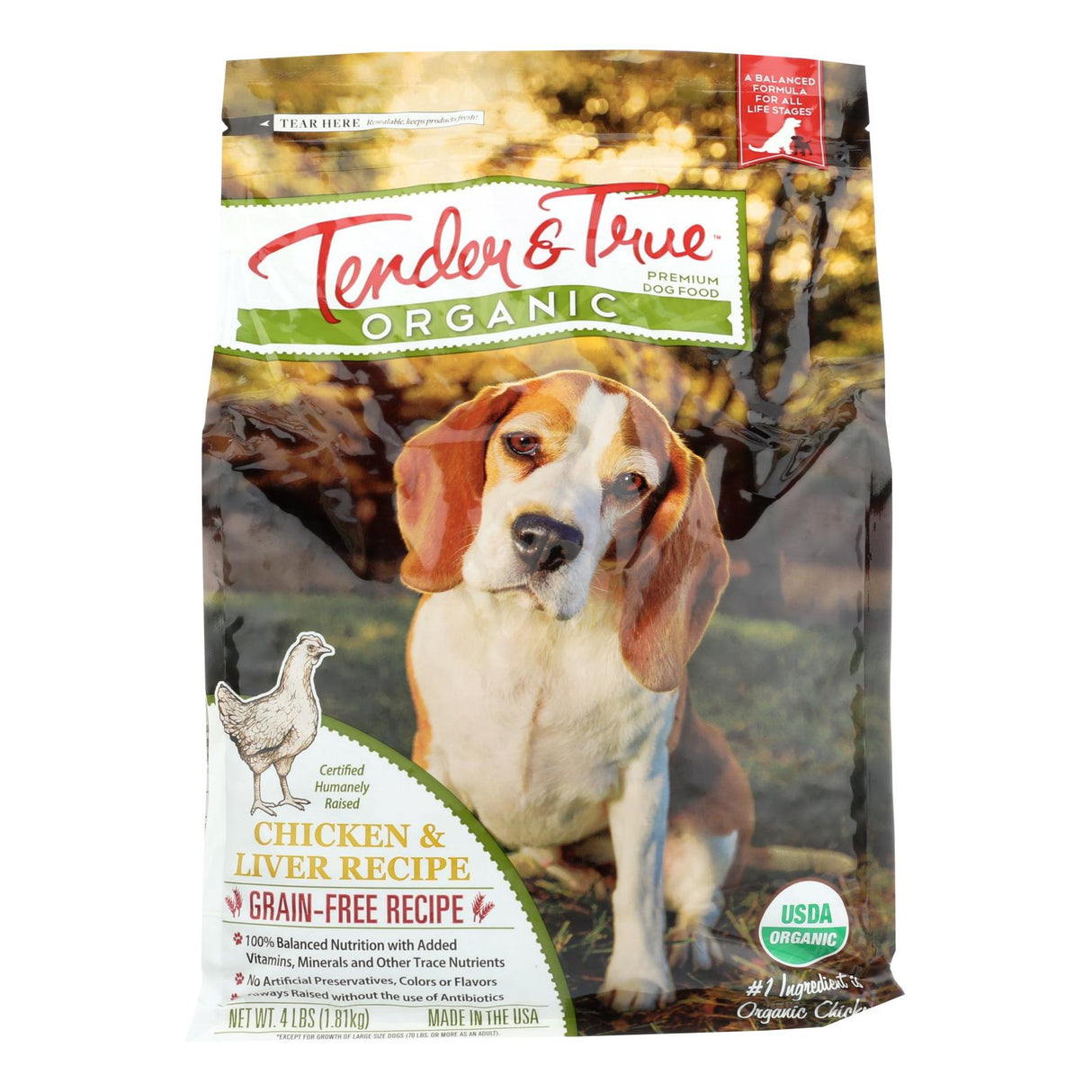 Tender & True Chicken and Liver Dog Food, 4 lb (Pack of 6) - Cozy Farm