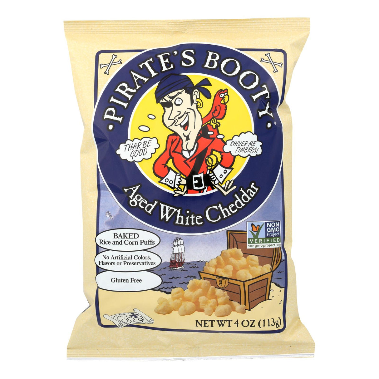 Pirate's Booty Puffs Aged White Cheddar 4 Oz., Pack of 12 - Cozy Farm
