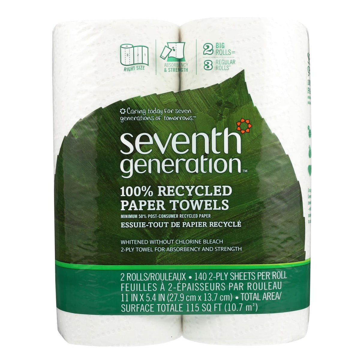 Seventh Generation Recycled Paper Towels - White - 12 Rolls of 140 Sheets - Cozy Farm