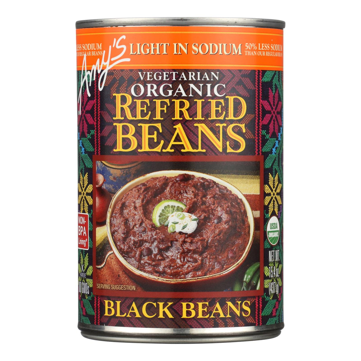 Amy's Organic Reduced Sodium Black Bean Refried Beans, 12 Pack - 15.4 Oz. Each - Cozy Farm