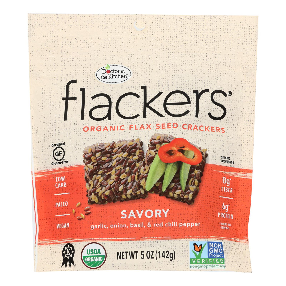 Doctor In The Kitchen Organic Flax Seed Savory Crackers (Pack of 6 - 5 Oz.) - Cozy Farm
