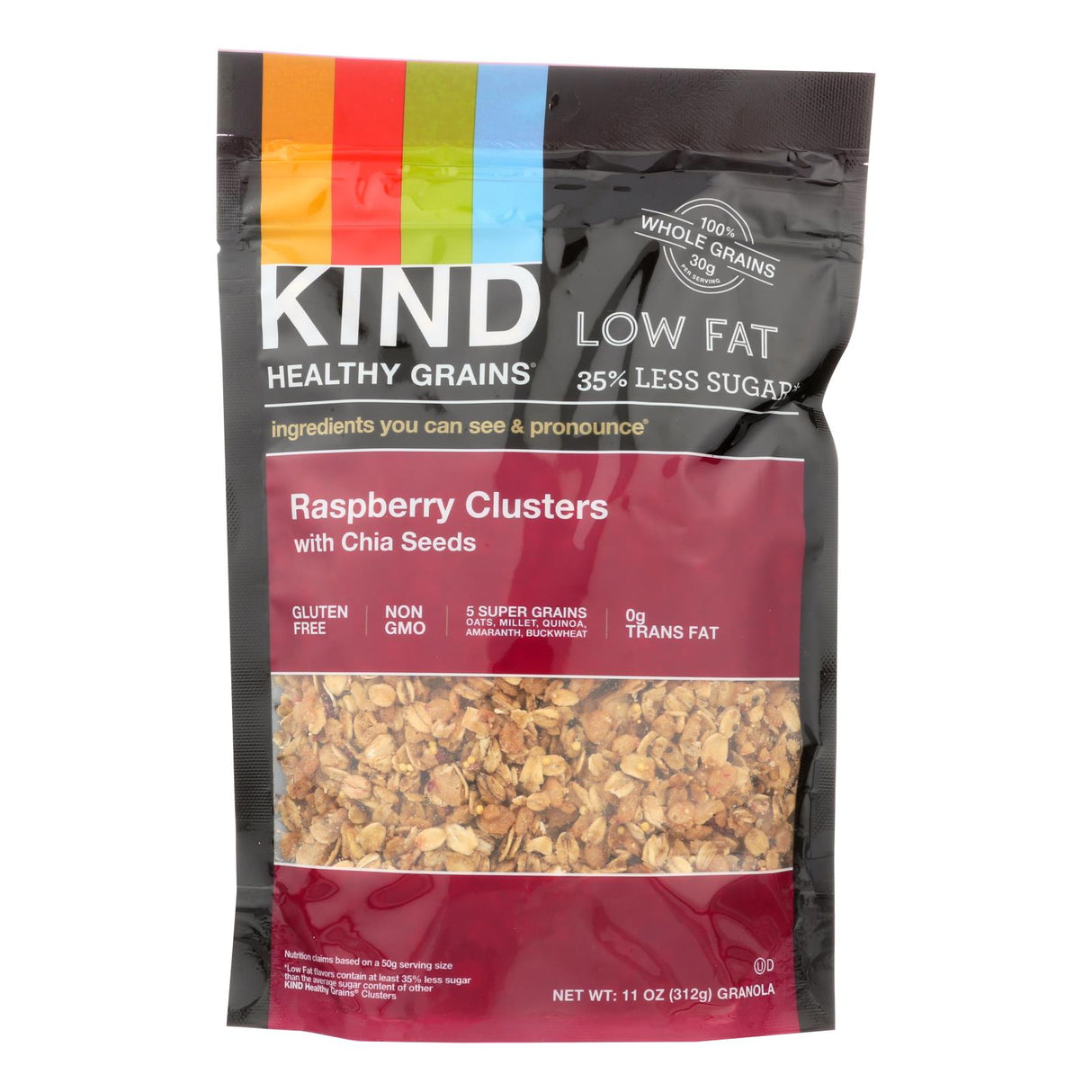 Kind Clusters Granola (Pack of 6) - Healthy Grains Raspberry with Chia Seeds, 11 Oz - Cozy Farm