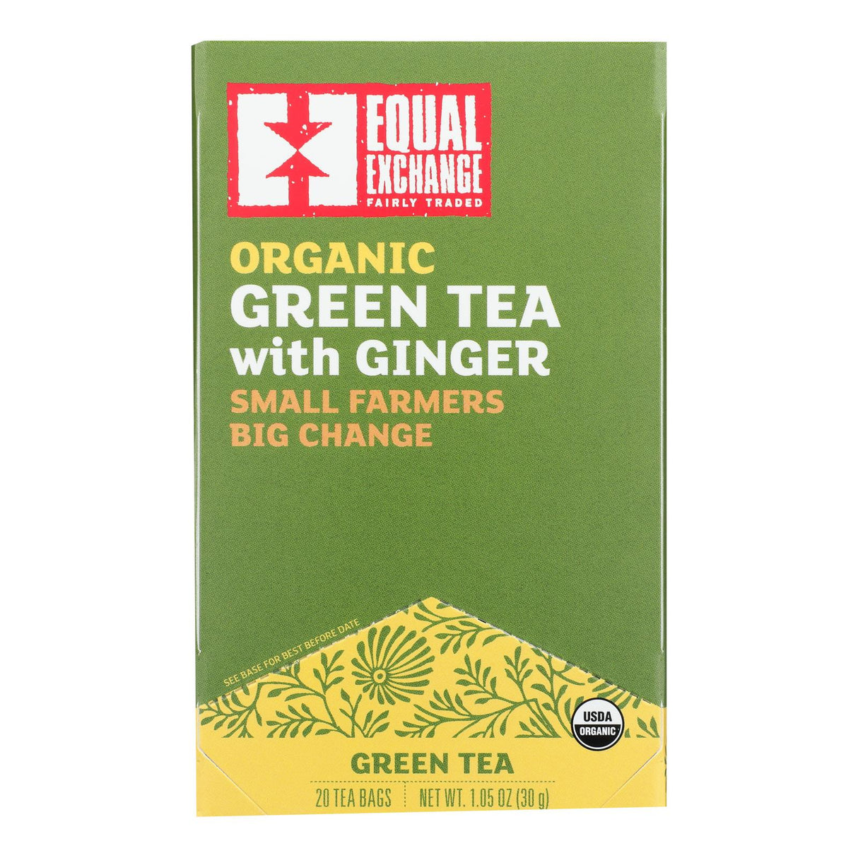 Equal Exchange Organic Green Ginger Tea, 20 Bags, Pack of 6 - Cozy Farm