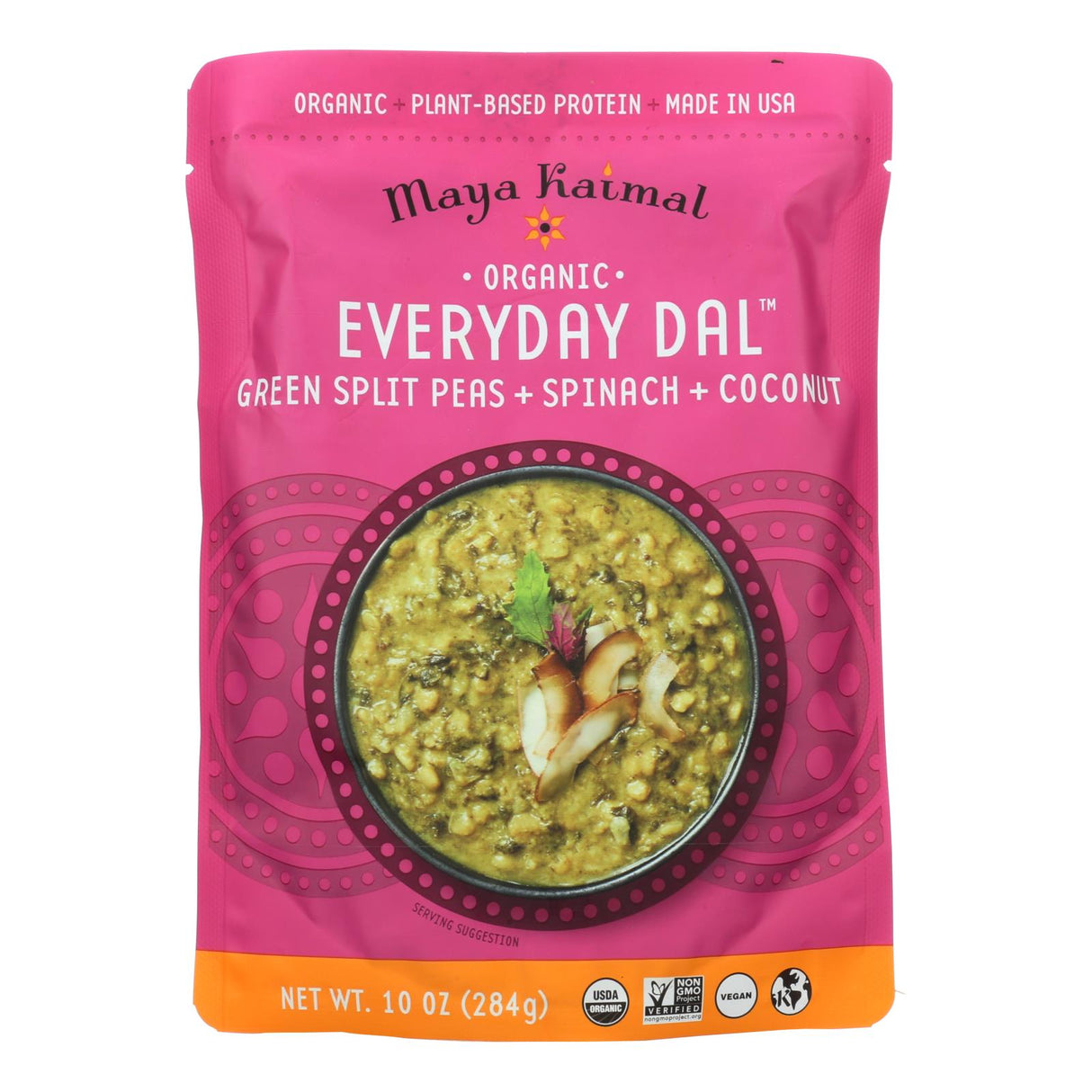Maya Kaimal Organic Everyday Dal: Green Split Pea Spinach Coconut (Pack of 6 - 10 Oz.) - Cozy Farm