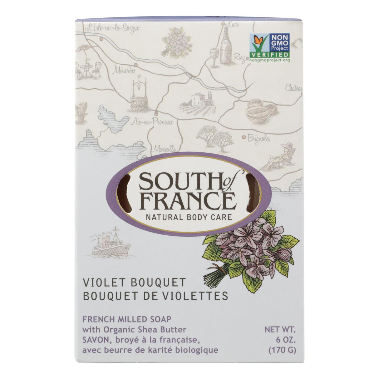 South Of France Violet Bouquet Bar Soap, 6 Oz. - Cozy Farm