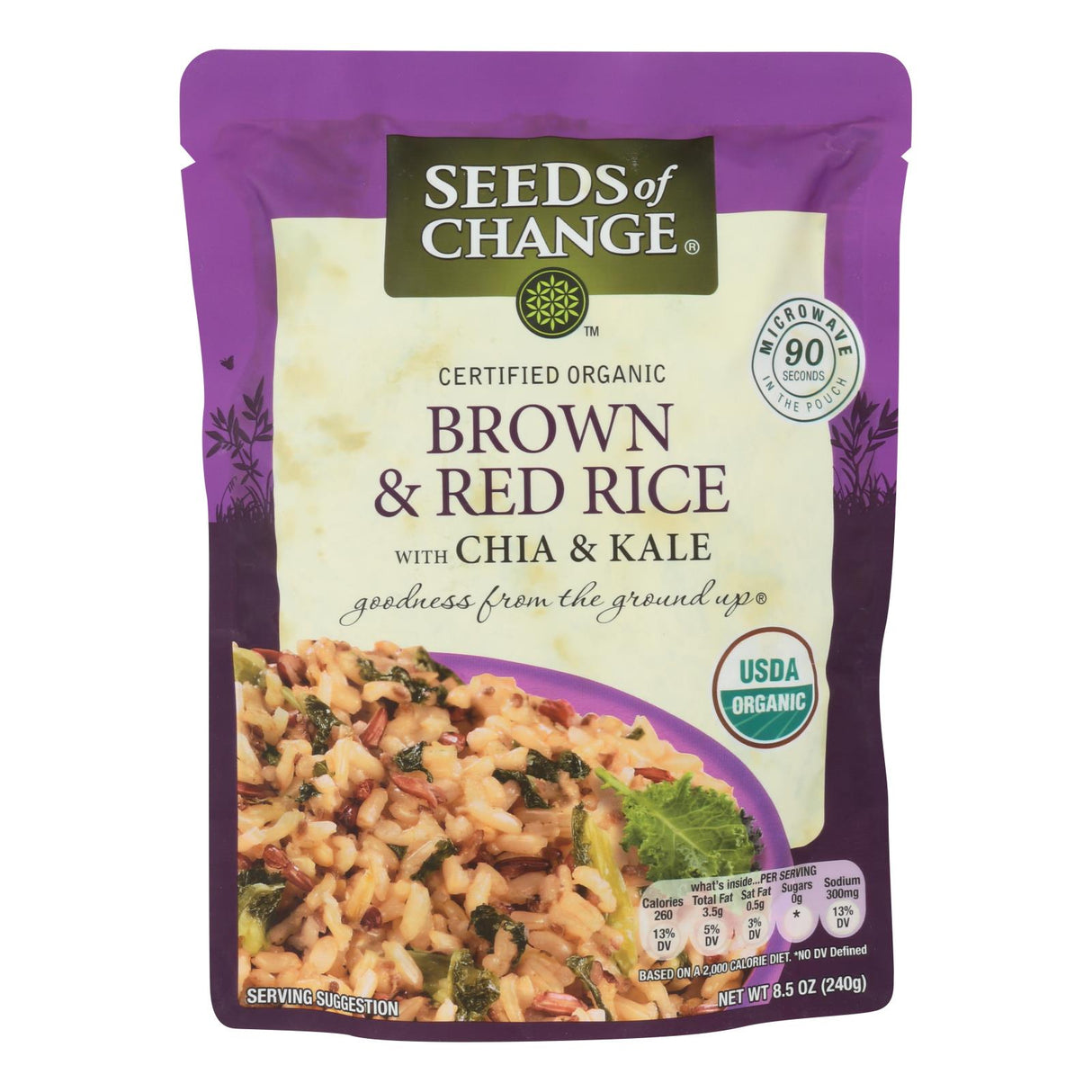 Seeds of Change Organic Brown & Red Rice with Chia & Kale, 12 Individually Wrapped 8.5 Oz. Bags (94 Oz.) - Cozy Farm