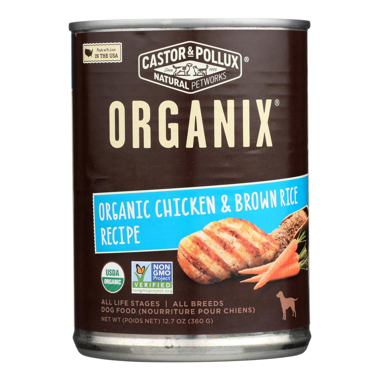 Castor & Pollux Organic Dog Food - Chicken & Brown Rice, 12.7 Oz - Cozy Farm