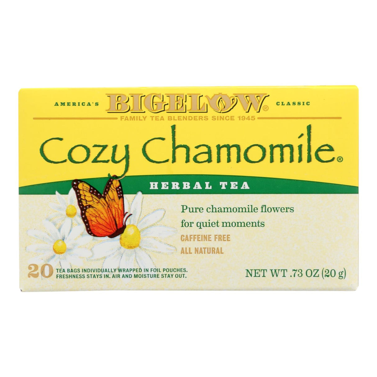 Bigelow Tea Herbal Cozy Chamomile, Stress-Relieving Herbal Tea, 6 Packs of 20 Tea Bags - Cozy Farm