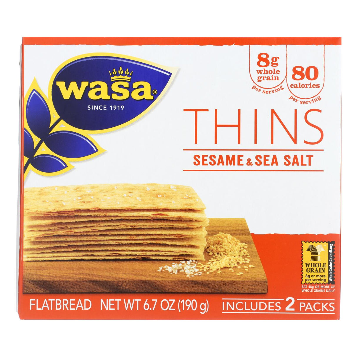 Wasa Sesame & Sea Salt Flatbread Thins, 6.7 Oz (Pack of 10) - Cozy Farm