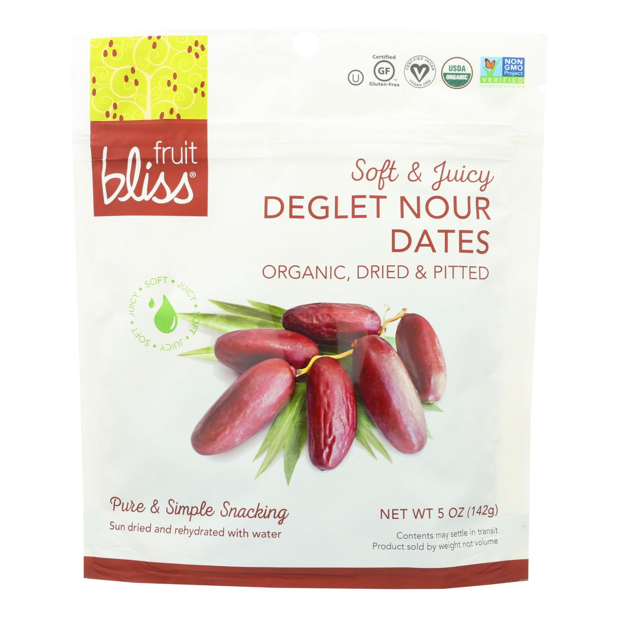 Fruit Bliss Organic Deglet Nour Dates - 5 Oz. (Pack of 6) - Cozy Farm