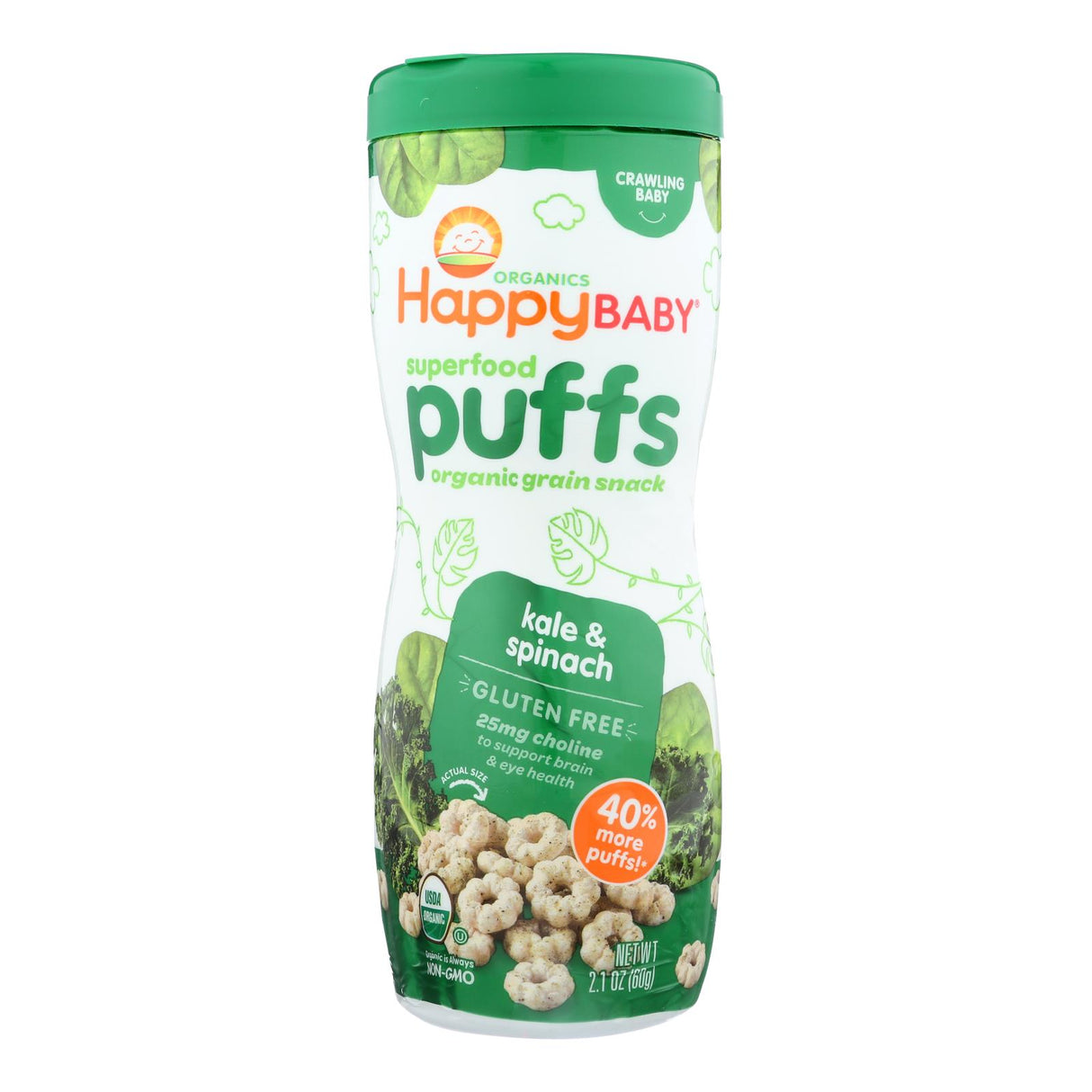 Happy Baby Organic Puffs Veggie Greens (Pack of 6) - 2.1 Oz - Cozy Farm