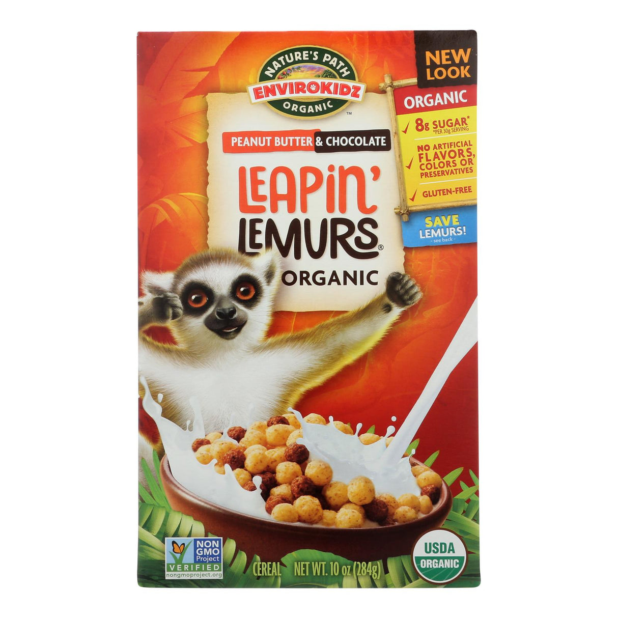 Envirokidz Leapin' Lemurs Peanut Butter and Chocolate Cereal, 10 Oz., Pack of 12 - Cozy Farm