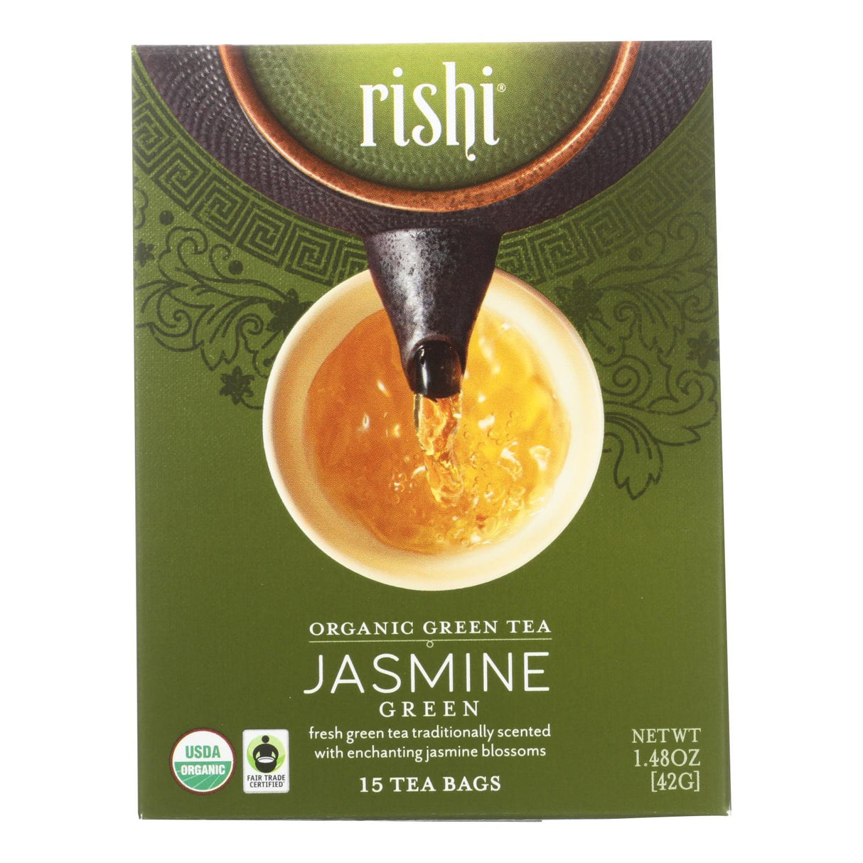 Rishi Organic Green Tea Jasmine Delightful Pack of 6, 15 Sachets - Cozy Farm