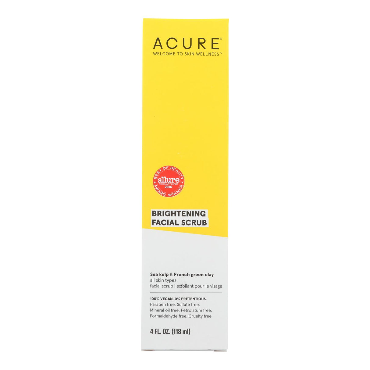 Acure Facial Scrub: Brightening, Argan Extract & Chlorella - 4 Fl Oz - Cozy Farm
