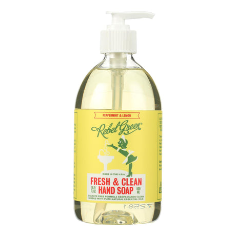 Rebel Green Hand Soap (Pack of 4) - Refreshing Peppermint and Lemon Scent - 16.9 Fl Oz. - Cozy Farm 