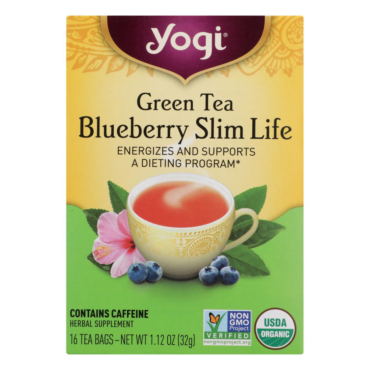 Yogi Green Tea Blueberry Slim Life Herbal Tea, 16 Tea Bags (Pack of 6) - Cozy Farm