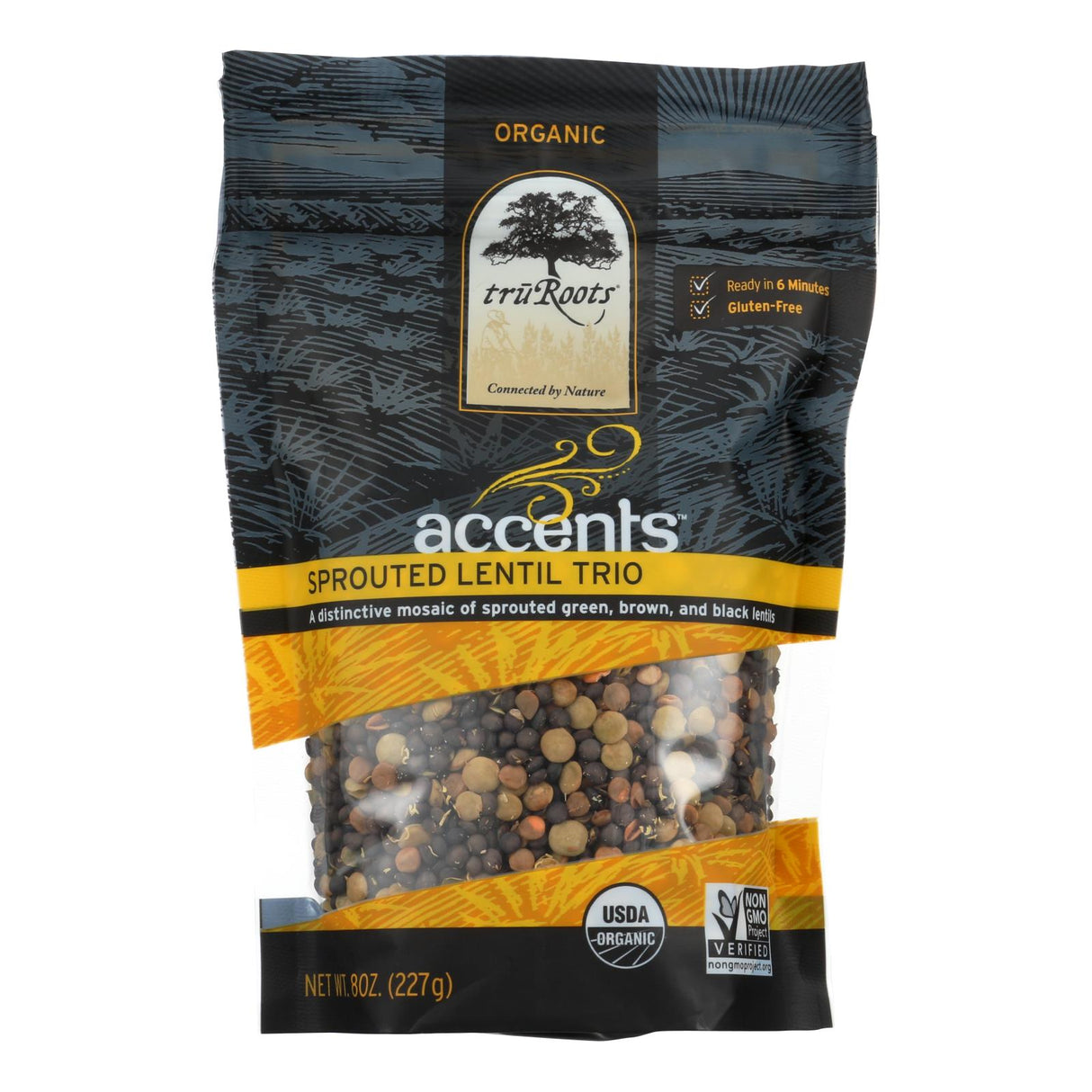 TruRoots Organic Sprouted Trio Lentil Accents (Pack of 6 - 8 Oz.) - Cozy Farm