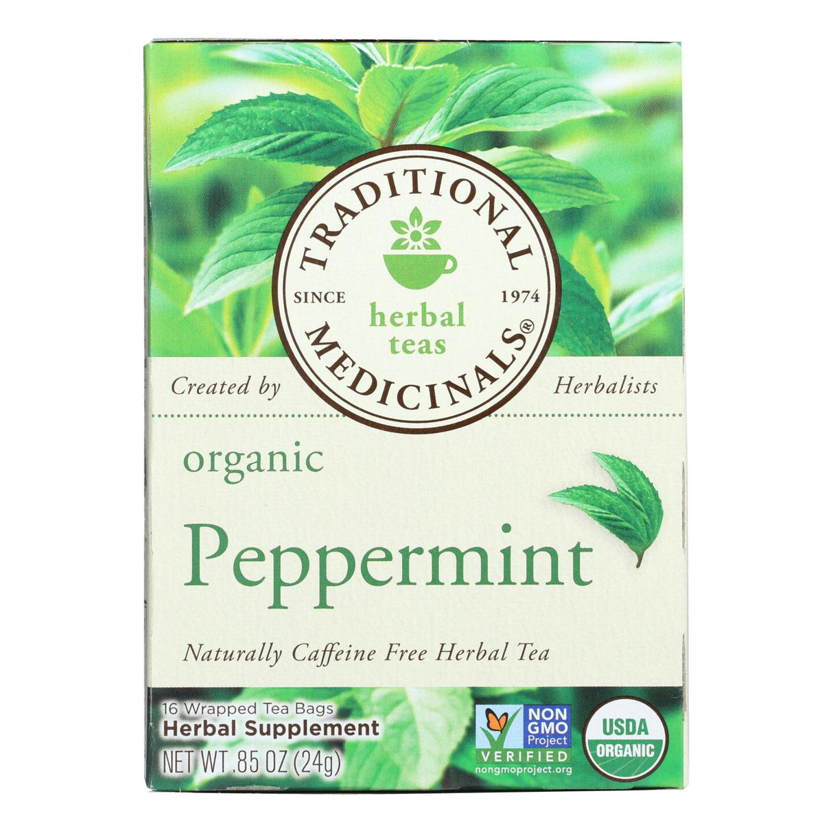 Traditional Medicinals Organic Peppermint Herbal Tea, Caffeine-Free 16 Tea Bags (Pack of 6) - Cozy Farm