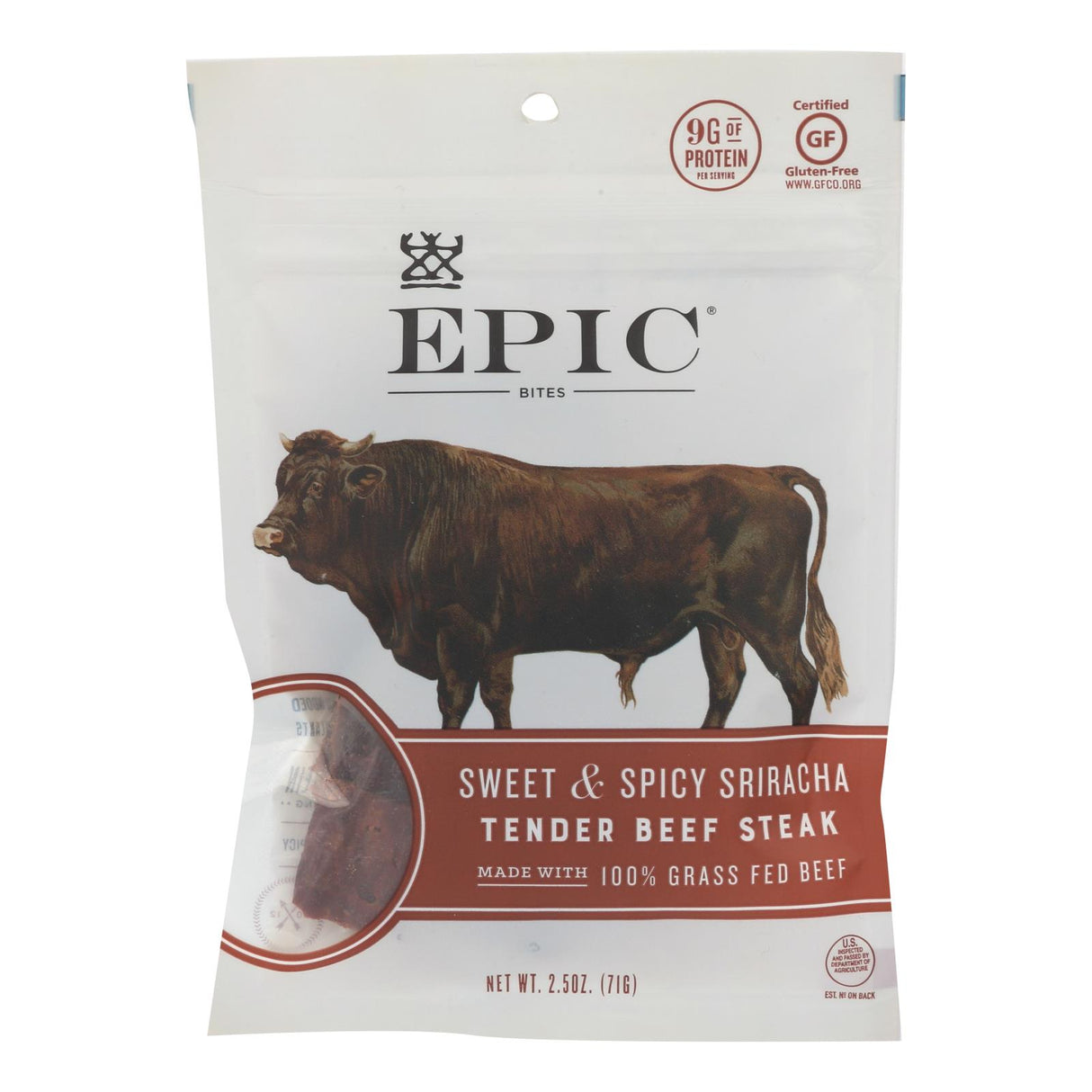 Epic Sweet and Spicy Sriracha Beef Steak Jerky Bites (8 Pack - 2.5 Oz. Each) - Cozy Farm