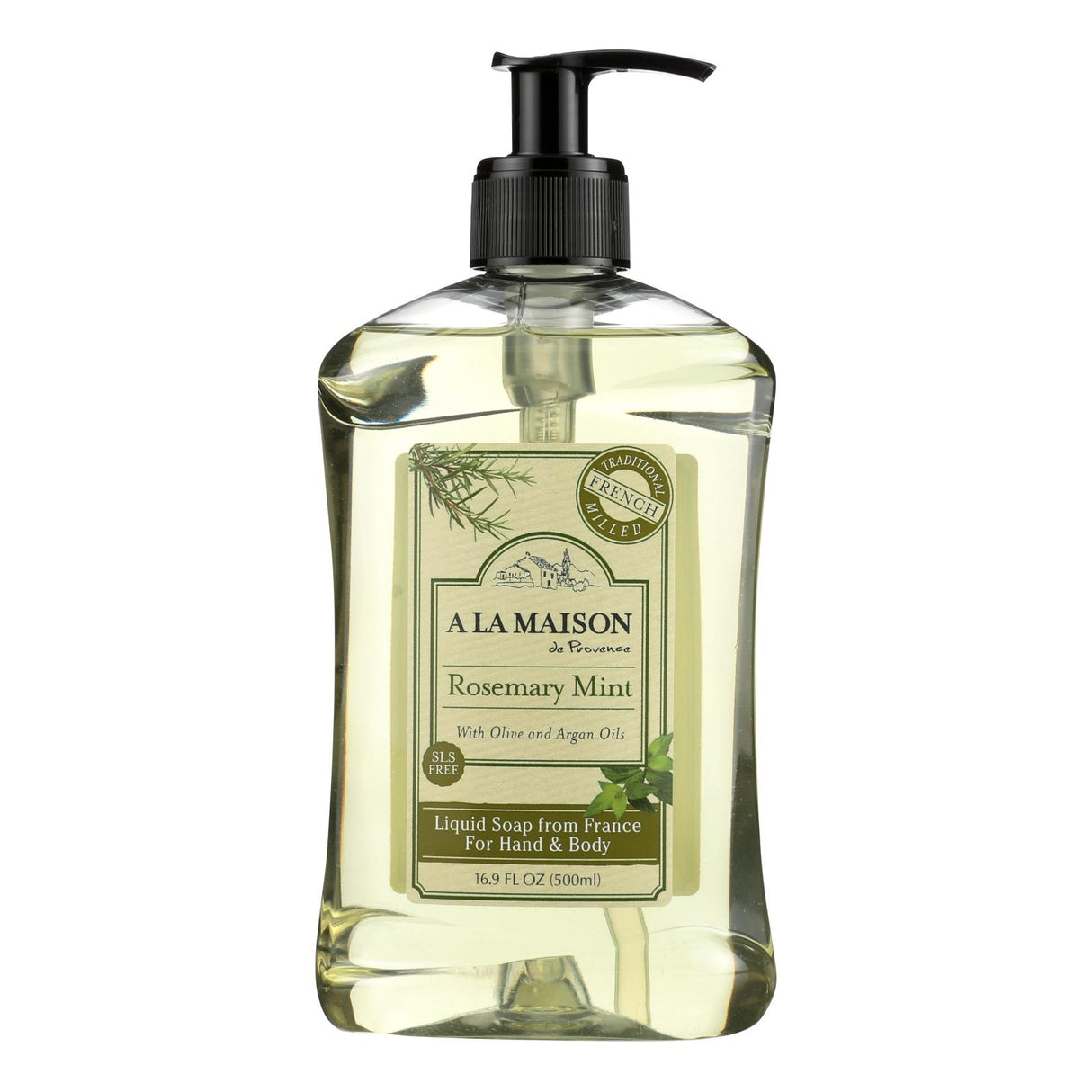 A La Maison French Liquid Soap - Refreshing Rosemary Mint - 16.9 Fl Oz - Cozy Farm