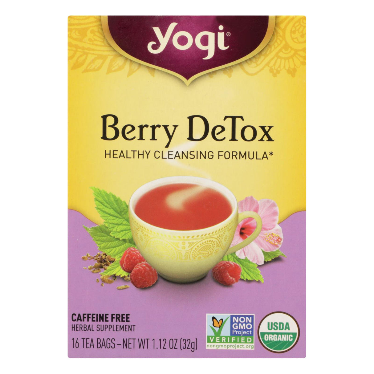 Yogi Berry Detox Herbal Tea, Caffeine Free (6 Packs of 16 Tea Bags Each) - Cozy Farm