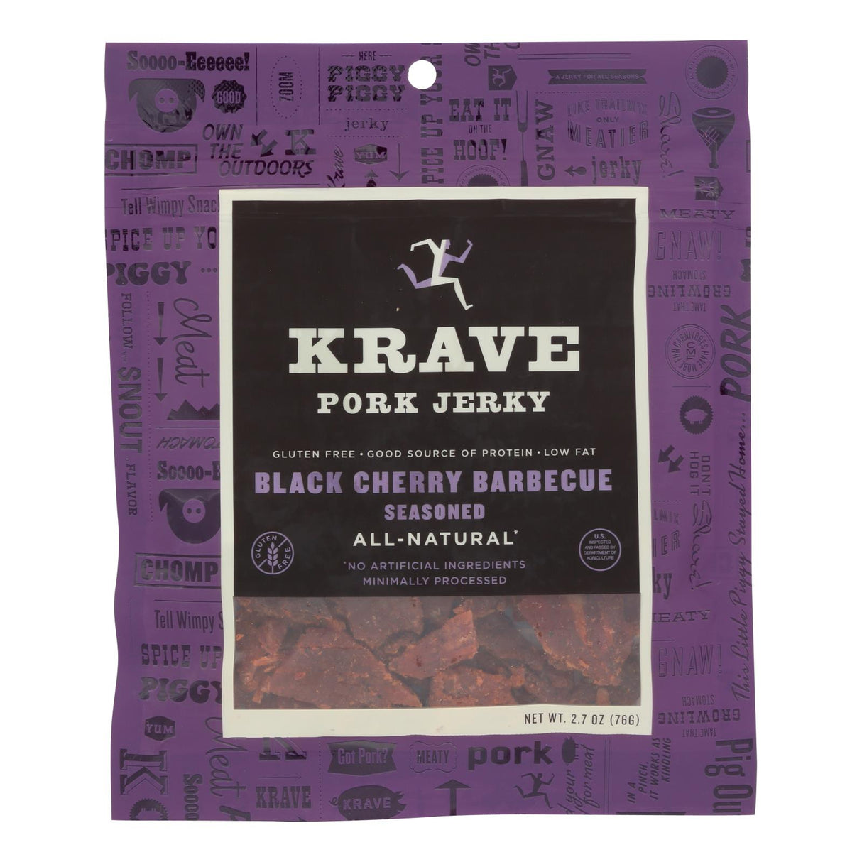 Krave Pork Jerky - Black Cherry Barbecue, 2.7 Oz., Pack of 8 - Cozy Farm