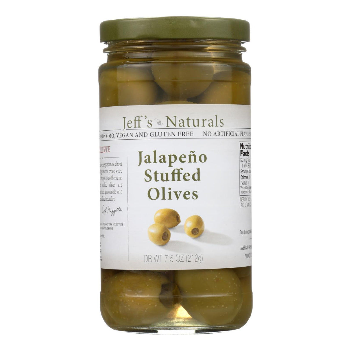 Jeff's Natural Jalapeno-Stuffed Olives (6-Pack, 7.5 oz per Jar) - Cozy Farm