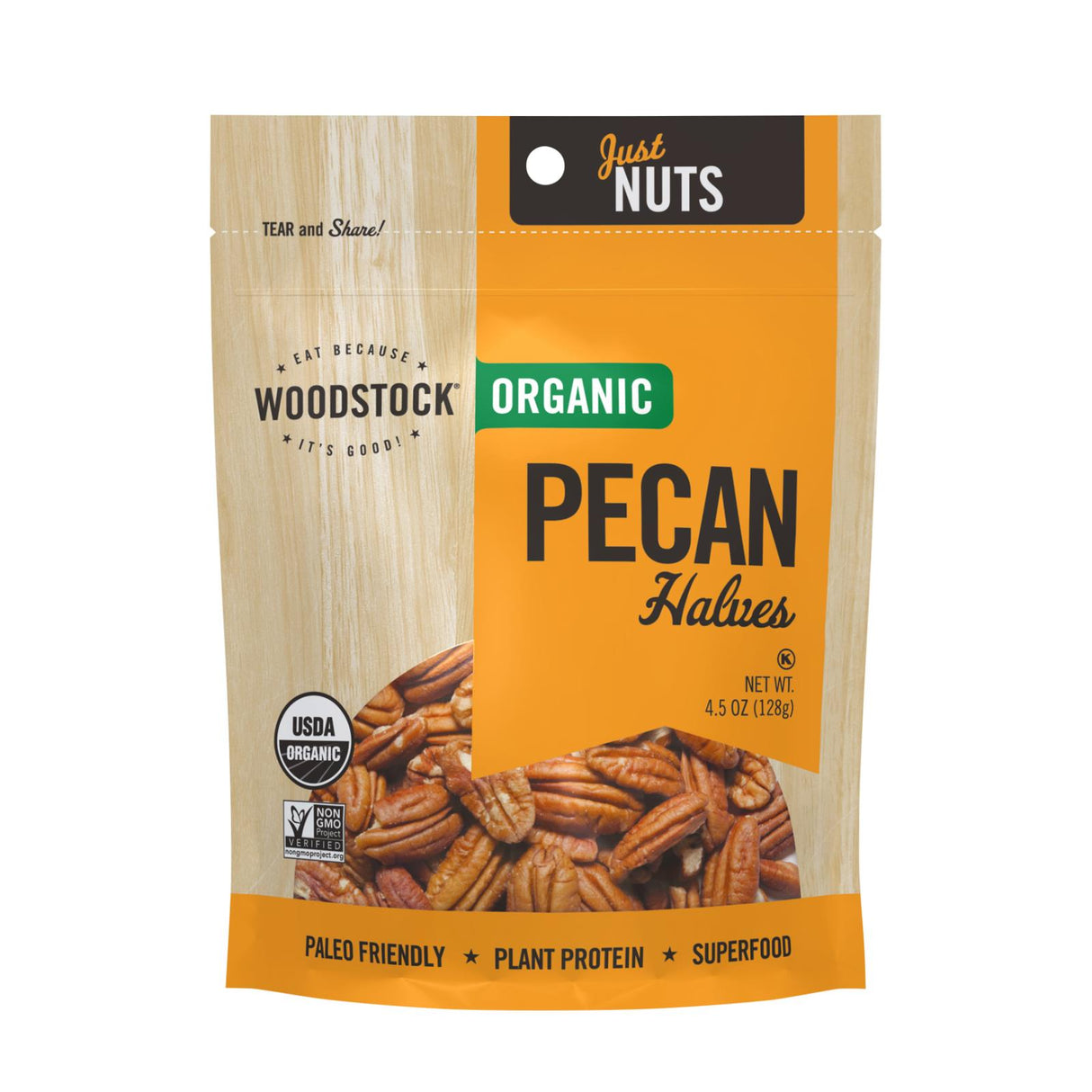 Woodstock Organic Pecan Halves, 4.5 Oz. (Pack of 8) - Cozy Farm