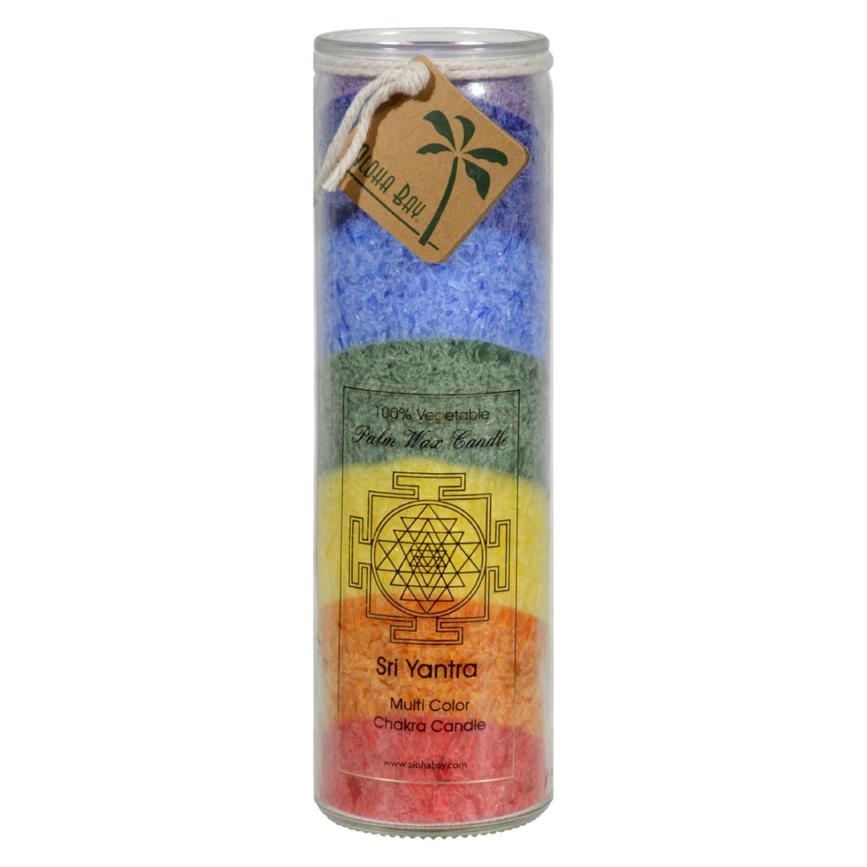 Aloha Bay Unscented Chakra Jar with Rainbow Sri Yantra 7 Color Candle - Cozy Farm