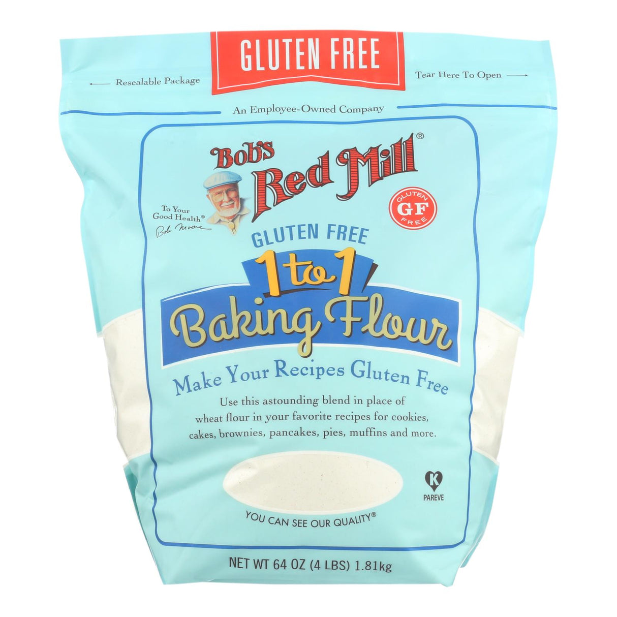 Bob's Red Mill Gluten-Free 1-to-1 Baking Flour (Pack of 4, 64 Oz.) - Cozy Farm