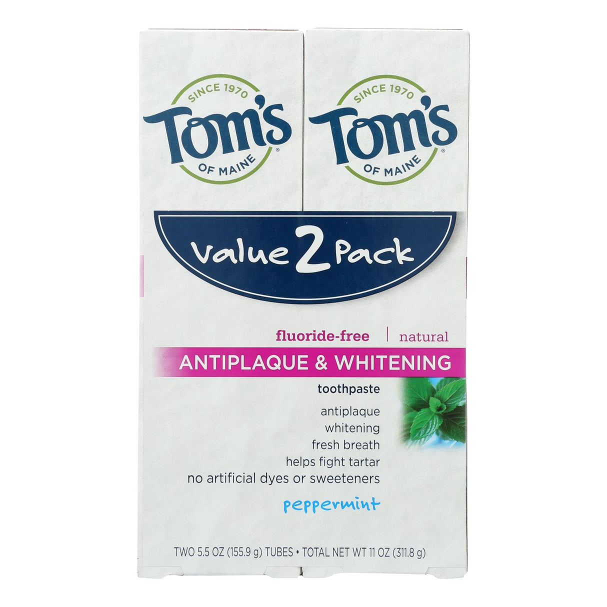 Tom's of Maine Anti-Plaque & Whitening Toothpaste with Fluoride, Pack of Three - 2 oz Tubes - Cozy Farm