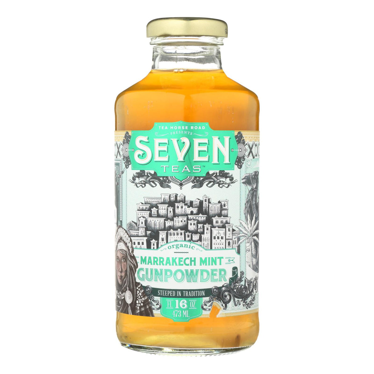 Exotic Marrakesh Gunpowder Mint Tea for a Refreshing and Crisp Brew (12 x 16 Fl. Oz.) by Seven Teas - Cozy Farm