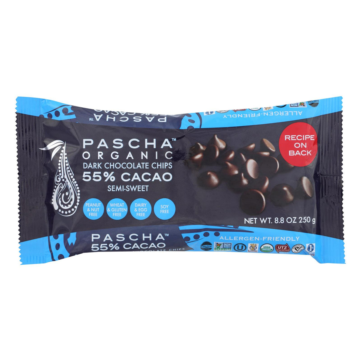 Pascha Semi-Sweet Dark Chocolate Chips, 8.8 Oz. Pack of 6 - Cozy Farm