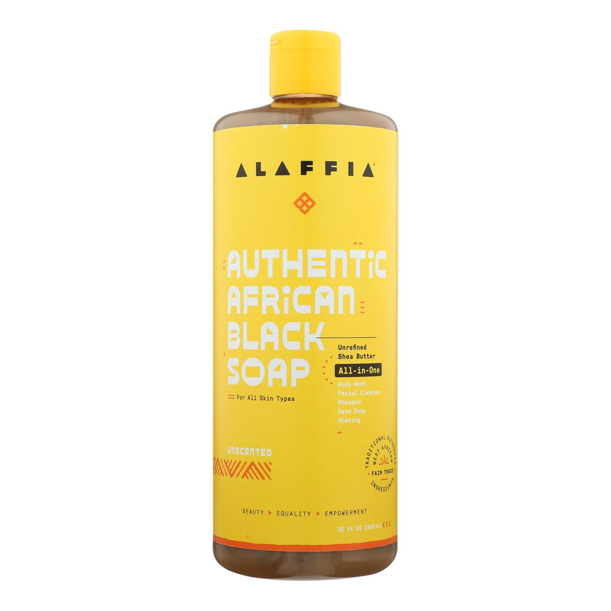 Alaffia Signature Unscented African Black Soap Liquid, 32 Fl Oz - Cozy Farm