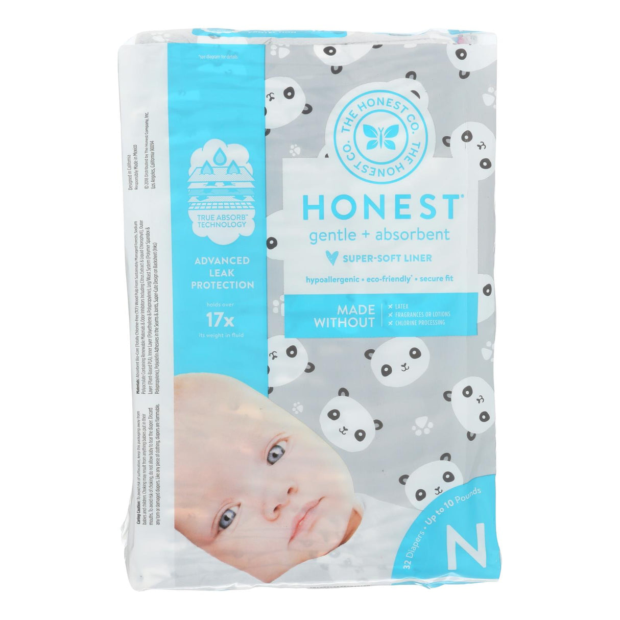 The Honest Company Newborn Size 0 Diapers (Pack of 32) - Pandas - Cozy Farm