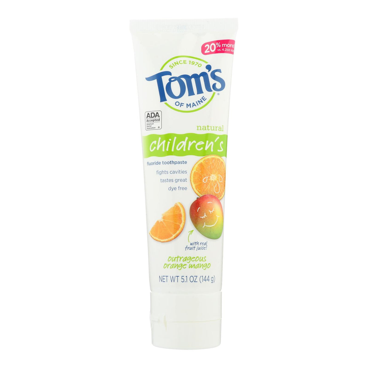 Tom's of Maine Kids Orange Mango Acai Fluoride Toothpaste, 6 Pack (5.1 Oz. Each) - Cozy Farm