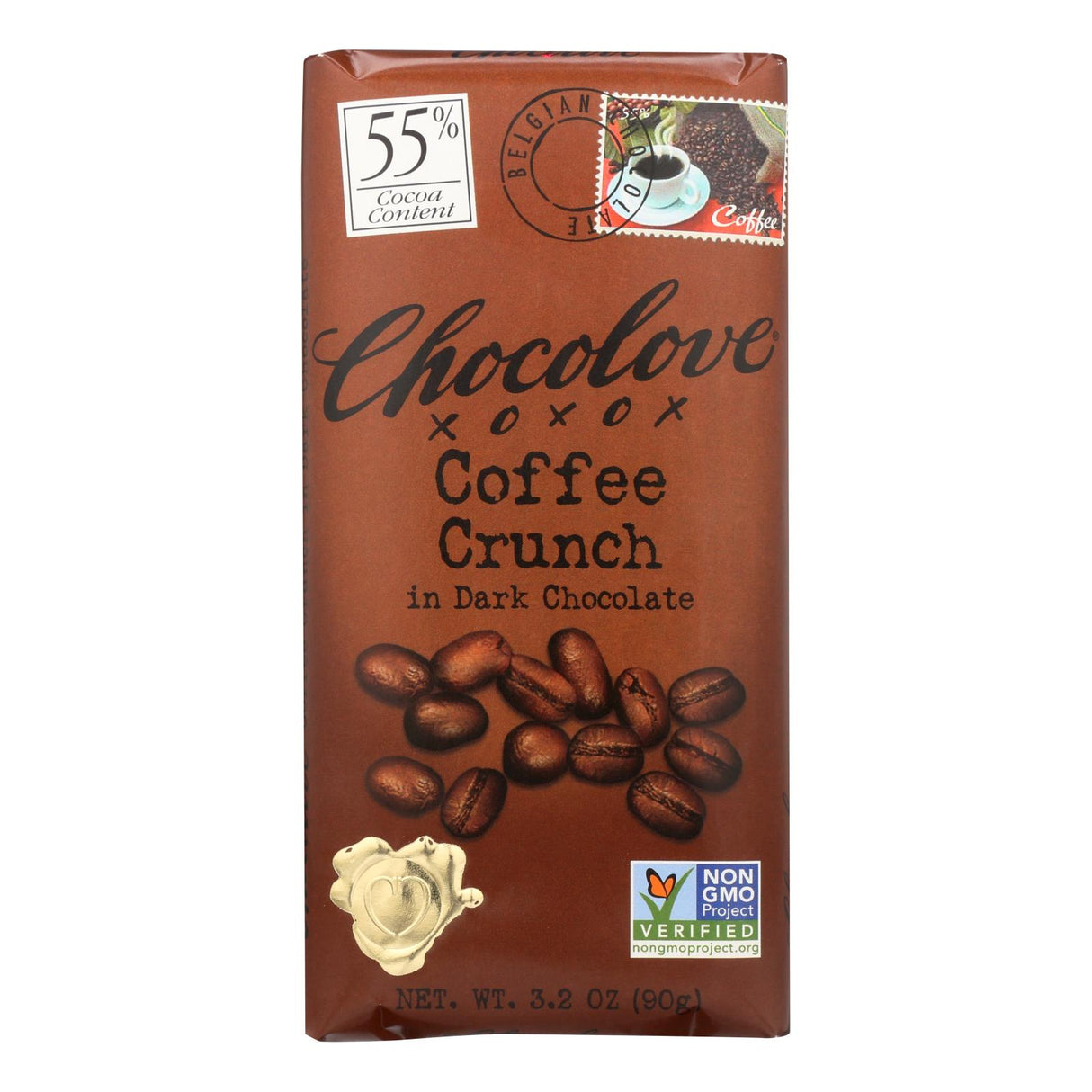 Chocolove Xoxox Dark Coffee Crunch Chocolate Bar (Pack of 12, 3.2 Oz) - Cozy Farm