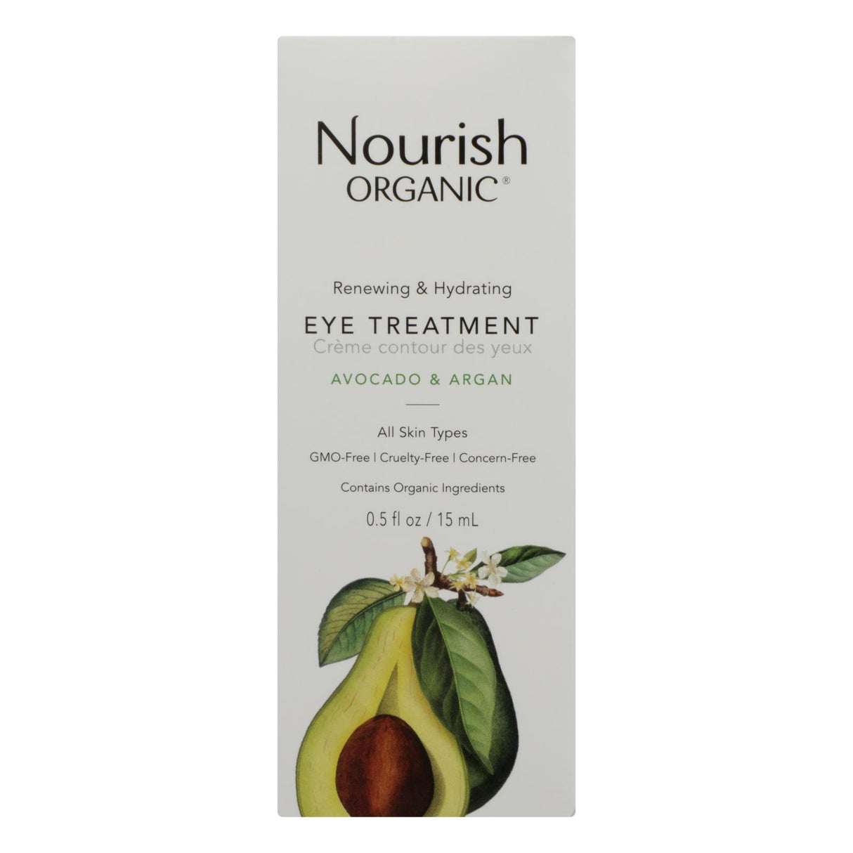 Nourish Organic Renewing & Cooling Eye Treatment Cream - Avocado & Argan Oil - 0.5 Oz - Cozy Farm