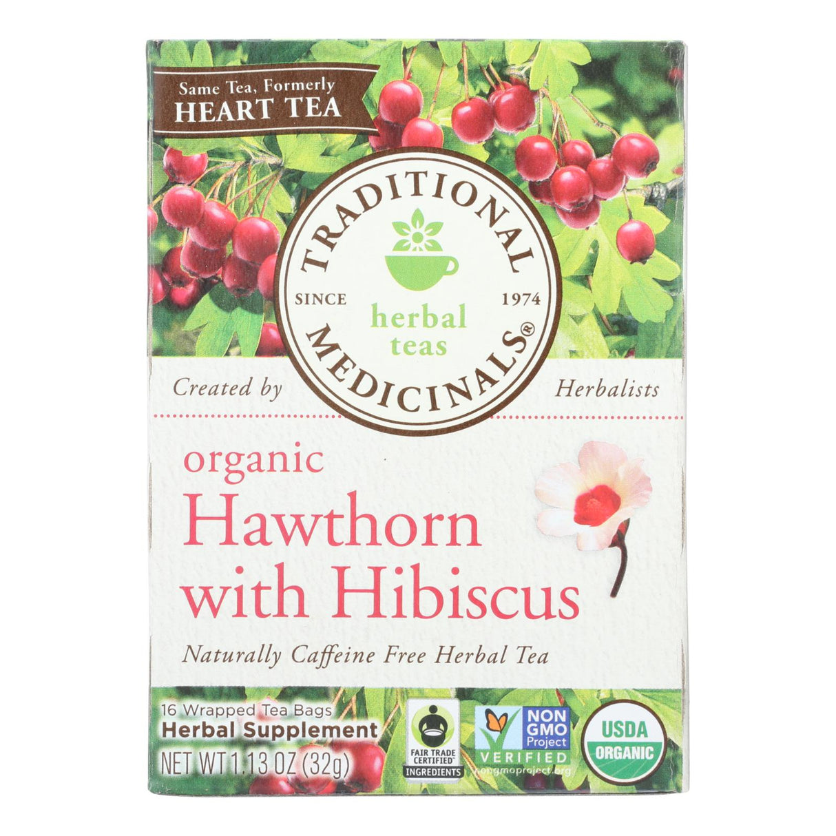 Traditional Medicinals Organic Heart Tea with Hawthorn, Hibiscus & 16 Tea Bags - Cozy Farm