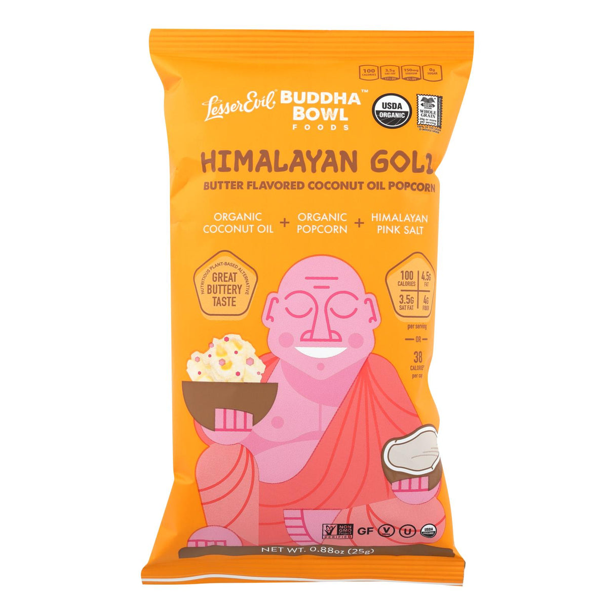 Lesser Evil Organic Popcorn, Buddha Bowl Foods, Pack of 18, .88 Oz. Each - Cozy Farm