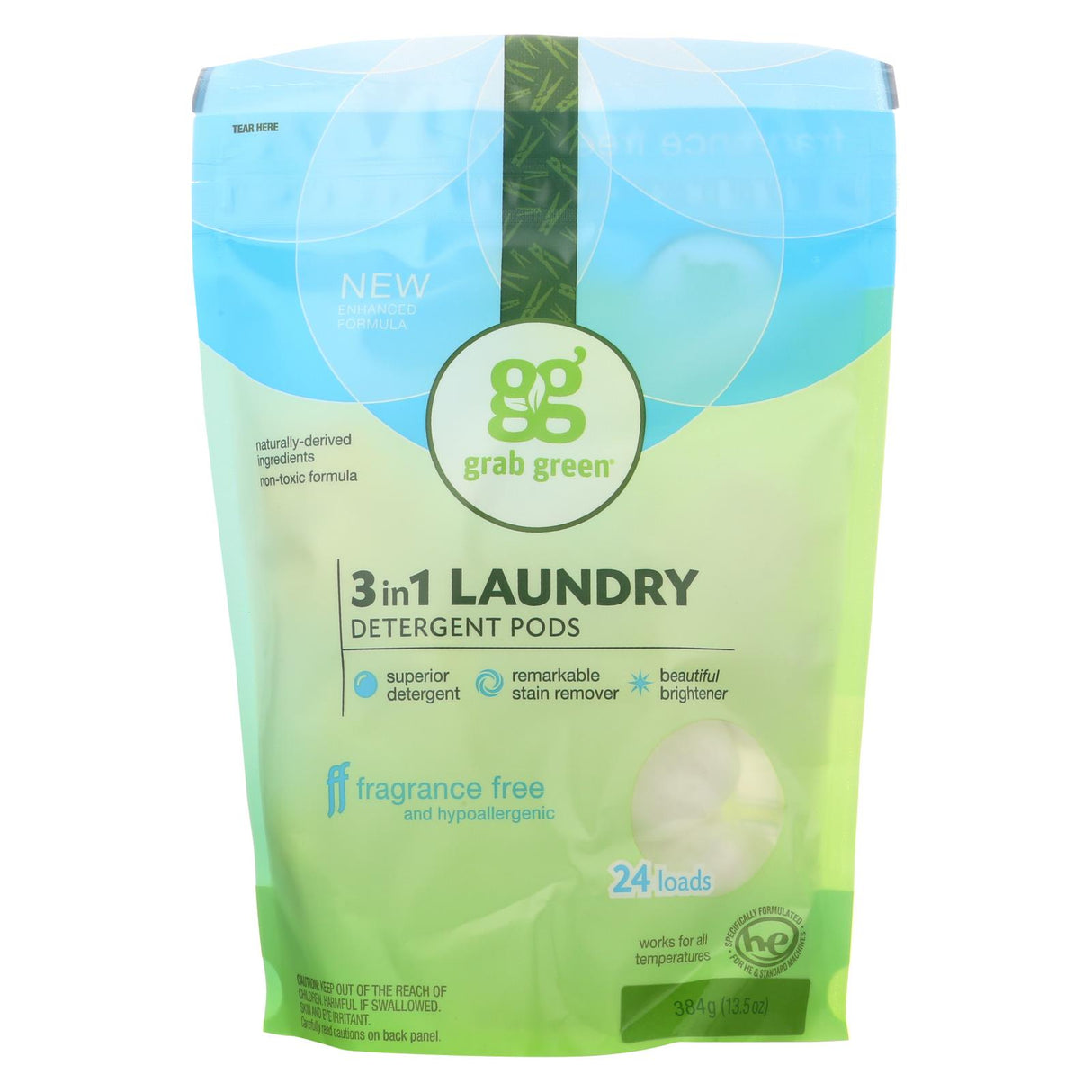 Grab Green Fragrance-Free Laundry Detergent - Mega-Pack of Six - 24 Count - Cozy Farm