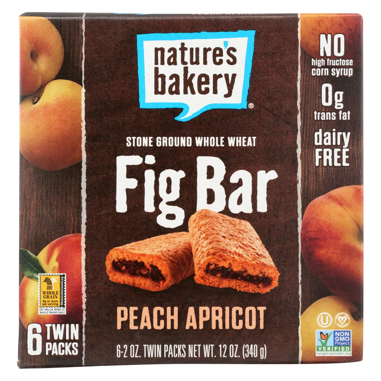 Nature's Bakery Stone-Ground Whole Wheat Fig Bar - Peach Apricot Delight (Pack of 6 - 2 Oz.) - Cozy Farm