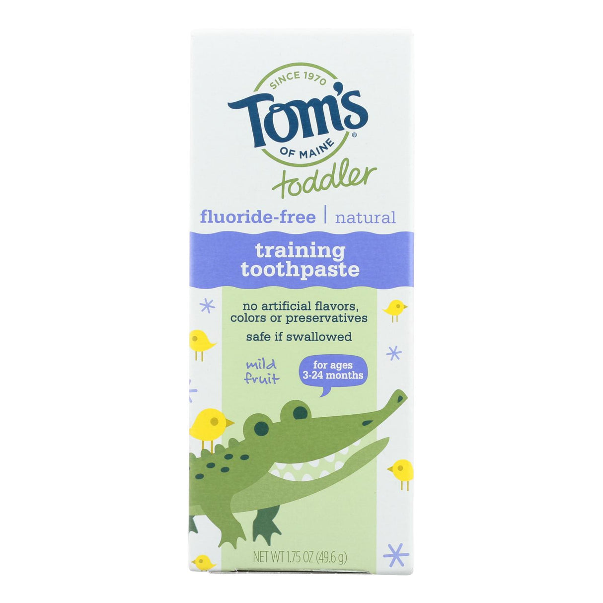Tom's of Maine Toddler Training Toothpaste, Natural Fluoride-Free, Mild Fruit Flavor, 1.75 Oz (Pack of 6) - Cozy Farm