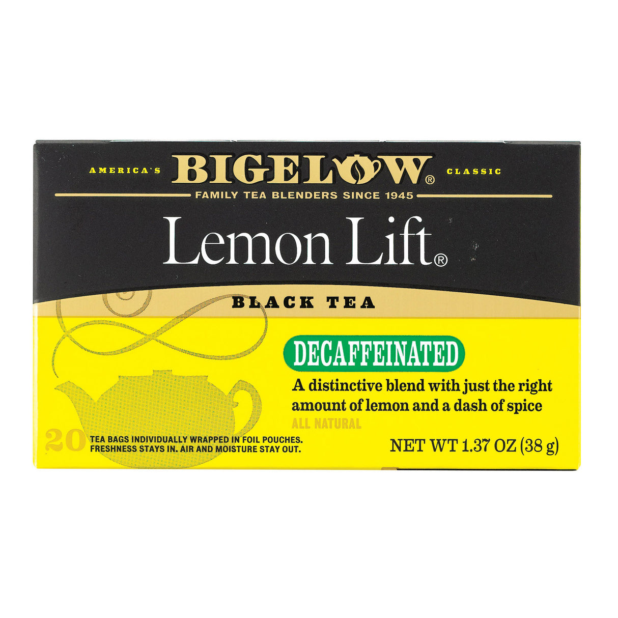 Bigelow Lemon Lift Decaf Black Tea, 20-Count Tea Bags (Pack of 6) - Cozy Farm