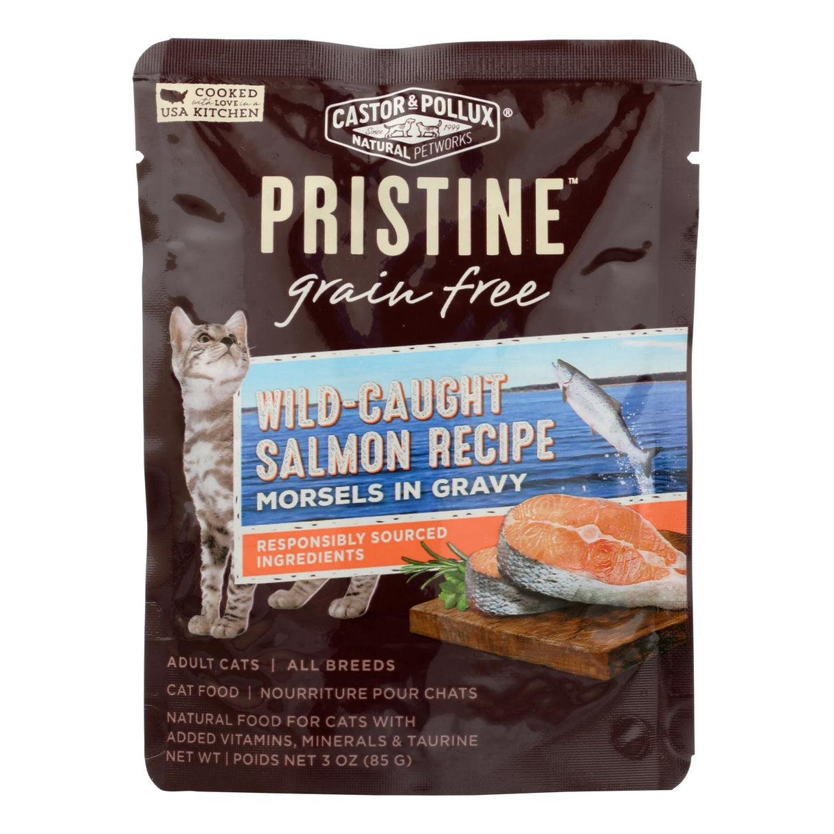 Castor & Pollux Pristine Grain-Free Wild-Caught Salmon Recipe Wet Cat Food (24 x 3 Oz.) - Cozy Farm
