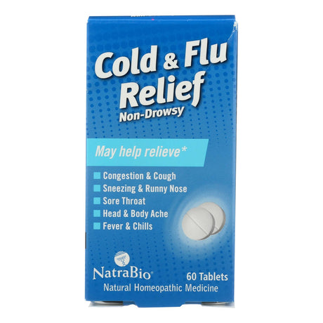 Natrabio Cold and Flu Relief, Non-Drowsy, 60 Tablets - Cozy Farm 