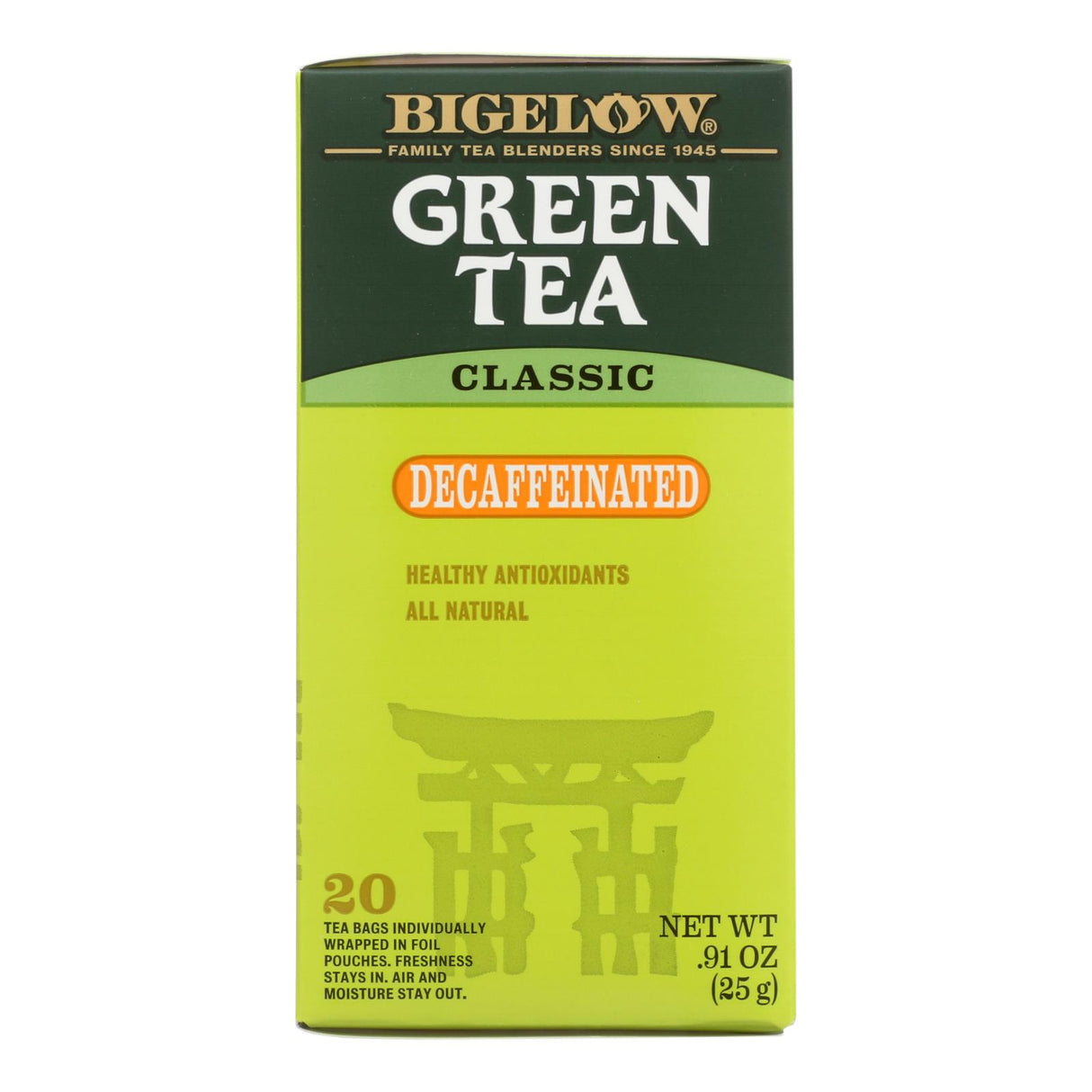 Bigelow Decaf Green Tea Bags (Pack of 6 - 20 Bags) - Cozy Farm