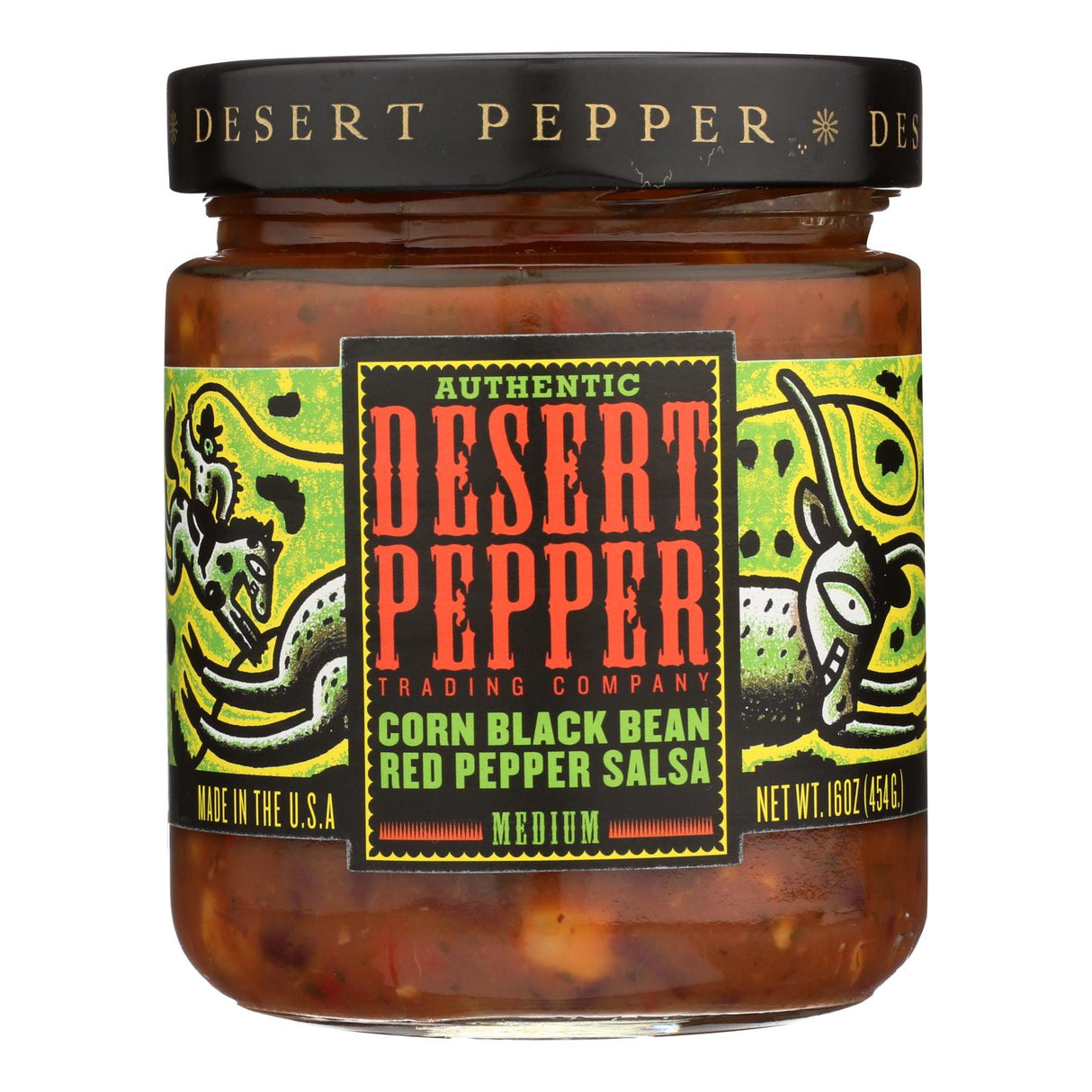 Desert Pepper Trading Medium Corn Black Bean Red Pepper Salsa (Pack of 6 - 16 Oz.) - Cozy Farm